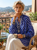 Women's Premium Vintage Mandarin Collar And Lantern Sleeves Cotton-Linen Printed Loose Shirt ZMZ2793G9ZYY