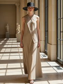 Women's High-end Old-money Style Cotton Blend Sleeveless Loose-fitting Maxi Dress ZMZ1435B5K