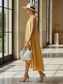 Women's Fashionable And Elegant Pure Cotton Sleeveless Midi Dress ZMZ1221B2K