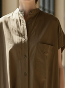 Women's Minimalist Old-money Style Pure Cotton Short-sleeved Maxi Dress ZMZ2431B8K