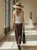 Women's Premium Old Money Style Knitted Vest And Tencel Blend Skirt Set ZMZ0664B3K