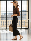 Women's Old Money Style Chiffon Tie-front Long-sleeved Blouse And Fitted Knit Slip Dress Set ZMZ2883B1U