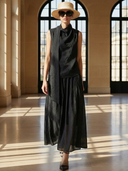 Women's High-end Old-money Style Lyocell Blend Sleeveless Top And Elastic Waist Skirt Set ZMZ2576B5K