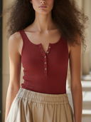 Women's Fashionable Casual Knitted Vest And Elastic Waist Pure Cotton Pants Set ZMZ1209B0K