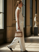 Women's Premium Minimalist Cotton And Linen Blend T-shirt And Trousers Set ZMZ2727A6K