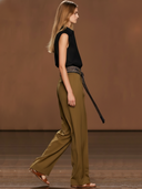 Women's American Retro Tencel Blend T-shirt And Pants Set (scarf Not Included) ZMZ2808A8K