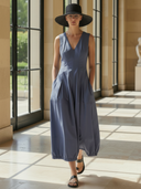 Women's Fashionable And Elegant Pure Cotton Sleeveless Slim-fit Maxi Dress ZMZ1260B2K