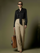 Women's Premium Old Money Style Tencel Blend Shirt And Cotton Trousers Set ZMZ2832A5K