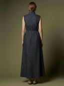 Women's Premium Old Money Style Cotton And Linen Blend Stand-collar Sleeveless Maxi Dress ZMZ2963A7K