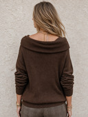 Women's Retro Casual Knitted Patchwork Sequin Striped Pullover Sweater ZMZ0197I8ZJY