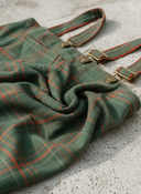 Women's Classic Green And Red Plaid Casual Wide-Leg Overalls ZMZ0210F2SWL