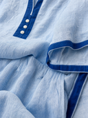 Women's linen color-blocked trimmed short-sleeved top and wide-leg pants casual two-piece set-ZMZ0228G7XT