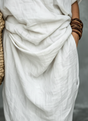 Women's Vintage Cotton-Linen Round-Neck Short-Sleeve Maxi Dress ZMZ0279E8XT