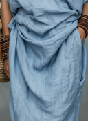 Women's Vintage Cotton-Linen Round-Neck Short-Sleeve Maxi Dress ZMZ0279E8XT