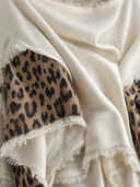 Women's Vintage Leopard Print Patchwork Raw-Edge Loose Short-Sleeve T-Shirt ZMZ0348G3SWL