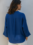 Women's Cotton Linen Stand Collar Button Long Sleeve Solid Color Shirt ZMZ0432F5XT