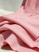 Women's Solid-Color Collared Pleated Long-Sleeve Cotton Midi Dress ZMZ0450F7XT