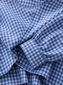 Women's Classic Casual Blue-and-White Checkered Cotton Long-Sleeve Crew-Neck Shirt And Cotton-Linen Harem Pants Set ZMZ0790G8ZYY