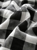 Women's Vintage Casual Black & White Checkered Cotton V-Neck Long-Sleeve Loose Shirt ZMZ0838G4ZYY