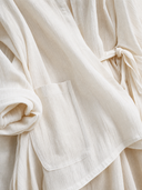 Women's Classic Cotton Linen V-Neck Front Slit Long Sleeve Maxi Dress ZMZ0877G4SWL