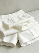 Women's Classic White Cotton Shorts With Semi-Elastic Waist ZMZ0976F9SWL