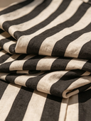 Women's Retro Casual Cotton Linen Striped Elbow-Length Sleeve Loose Top And Pants Set ZMZ1256F8ZJY