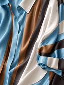 Women's Classic Satin Color-Block Striped Top And Wide-Leg Pants Set ZMZ1435G1SWL