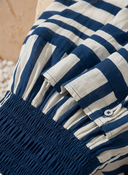 Women's Casual Resort-Style Navy & White Striped, Smocked Bodice, Spaghetti Straps Cotton Maxi Sundress ZMZ1482E7ZYY