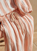 Women's Casual Vacation-Style Cotton Set: V-Neck Lantern-Sleeve Top And Elastic-Waist Wide-Leg Pants ZMZ1558E9ZYY