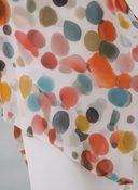 Women's Retro Casual Loose Fit, Short Sleeves, Cowl Neck, And Colorful Polka Dot Print Chiffon Midi Dress ZMZ2193E6ZYY