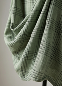 Women's Retro Casual Plaid Print Cotton Linen Shirt Long Sleeve Midi Dress ZMZ2304E8ZJY