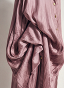 Women's Retro Casual Satin Loose Three-Quarter Sleeve Dress, Loose Shirt Maxi Dress ZMZ2328E9ZJY