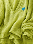 Women's Stylish Casual Heart Detail Long-Sleeve V-Neck Sweater ZMZ2463G3ZYY