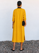 Women's Classic Color-Blocked V-Neck Side-Slit Long-Sleeve Midi Dress ZMZ2471G5SWL