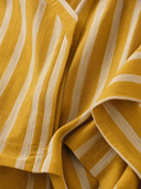 Women's Casual Vintage Vertical Stripes, Mandarin Collar, And Lantern Sleeves Cotton-Linen Maxi Dress ZMZ2529F8ZYY