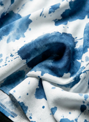 Women's Artistic Casual Style Rayon Watercolor Splash Print Cowl Neck Short Sleeve Blouse ZMZ2871E9YZH