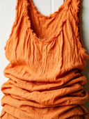 Women's Retro Casual Street Style Cotton Linen Pleated Frayed Edge Sleeveless Tank Top ZMZ2903E7ZJY