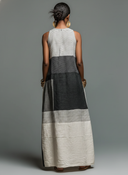 Women's Linen-Blend Color Block Striped Sleeveless Maxi Dress With Pockets ZMZ3041D9YZH