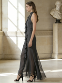 Women's French Elegant Ruffle Chiffon Casual Maxi Dress ZMZ2860B8P