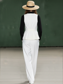 Women's Premium Old Money Style Cupro Silk Shirt And Cotton Blend Vest And Trousers Set ZMZ3007A0K