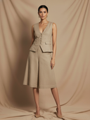 Women's Premium Minimalist Cotton And Linen Blend Vest And Bermuda Shorts Set ZMZ2797A9K