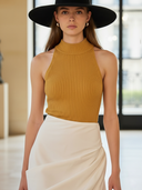 Women's High-end Commuter Style Knitted Tank Top And Pure Cotton Skirt Set ZMZ1282B6K