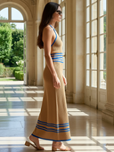 Women's High-end Minimalist Knitted Sleeveless Tank Top And Skirt Set ZMZ1493B2K