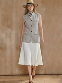 Women's Premium Old-money Style Textured Blended Fabric Vest ZMZ3067A9K