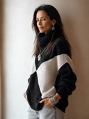 Women's Fashionable Color-Block Turtleneck Pullover Sweater ZMZ3045I5SWL