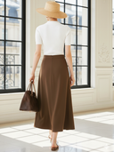 Women's Old Money Style V-neck Knitted Fitted Short-sleeved Top And Skirt Set ZMZ2828B3U