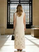 Women's Italian Romantic Cotton Yarn Knitted Jacquard Sleeveless Loose Straight Dress ZMZ2784B9P