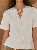 Women's American Retro Cotton Blend T-shirt And Pants Set ZMZ2821A1K