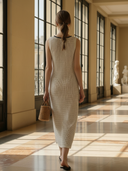 Women's Italian-style Romantic Knitted Sleeveless Midi Dress ZMZ0569B1K