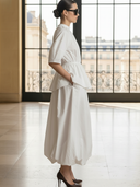 Women's High-End Old Money Style Pure Cotton Short-Sleeve T-Shirt And Elastic Waist Skirt Set ZMZ1401B3K